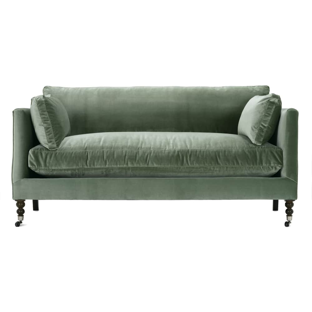 Quick Ship 71” Madeline Sofa - Antiqued Moss Velvet