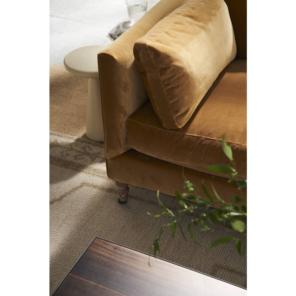 Quick Ship 90" Madeline Sofa - Antiqued Amber Velvet
