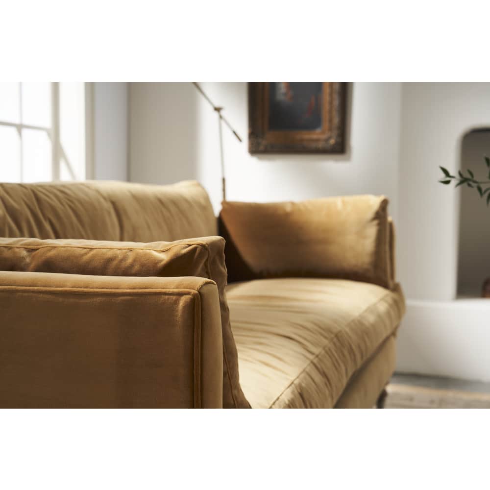 Quick Ship 90" Madeline Sofa - Antiqued Amber Velvet