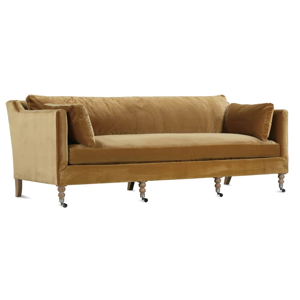 Quick Ship 90" Madeline Sofa - Antiqued Amber Velvet