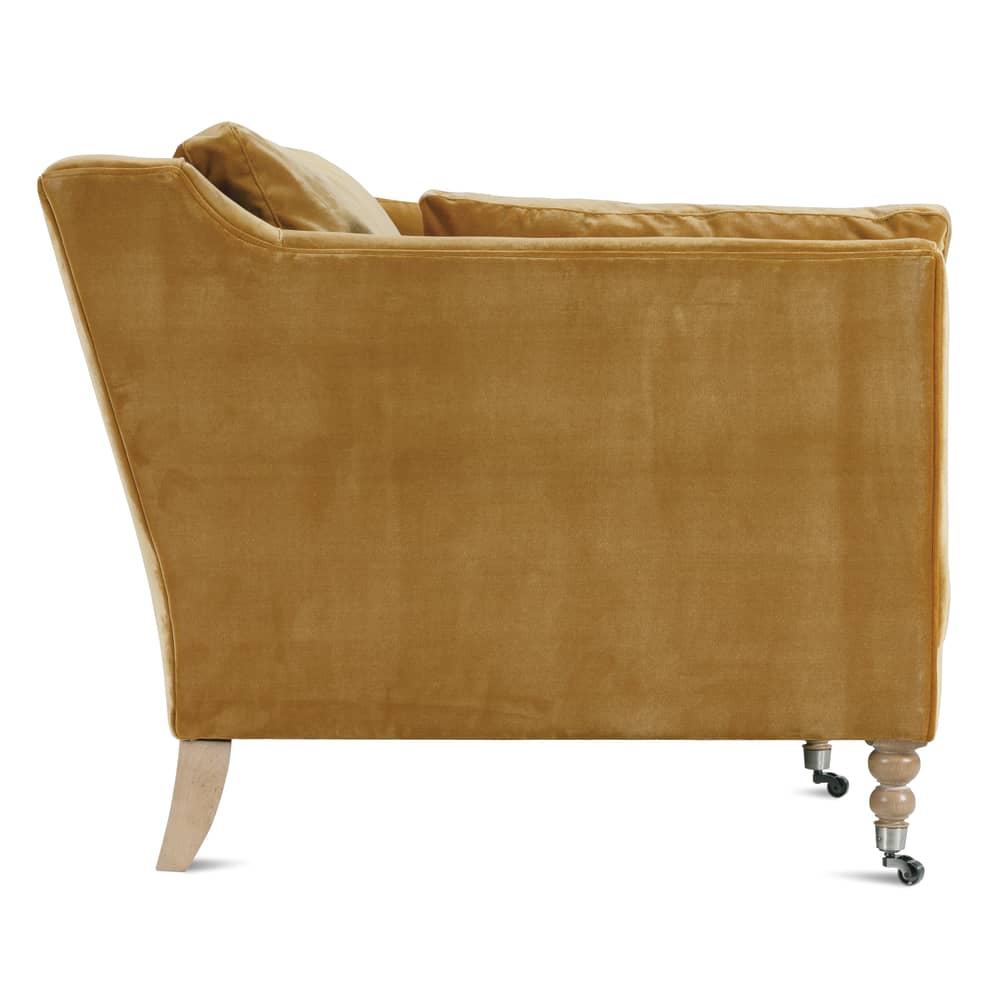 Quick Ship 90" Madeline Sofa - Antiqued Amber Velvet