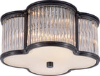 Basil Small Flush Mount by Alexa Hampton in Gun Metal with Clear Glass Rods