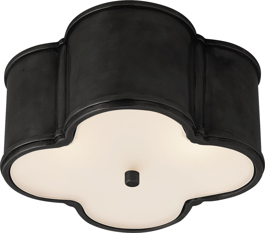Basil Small Flush Mount by Alexa Hampton in Gun Metal with Frosted Glass