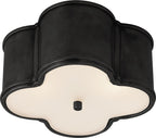 Basil Small Flush Mount by Alexa Hampton in Gun Metal with Frosted Glass