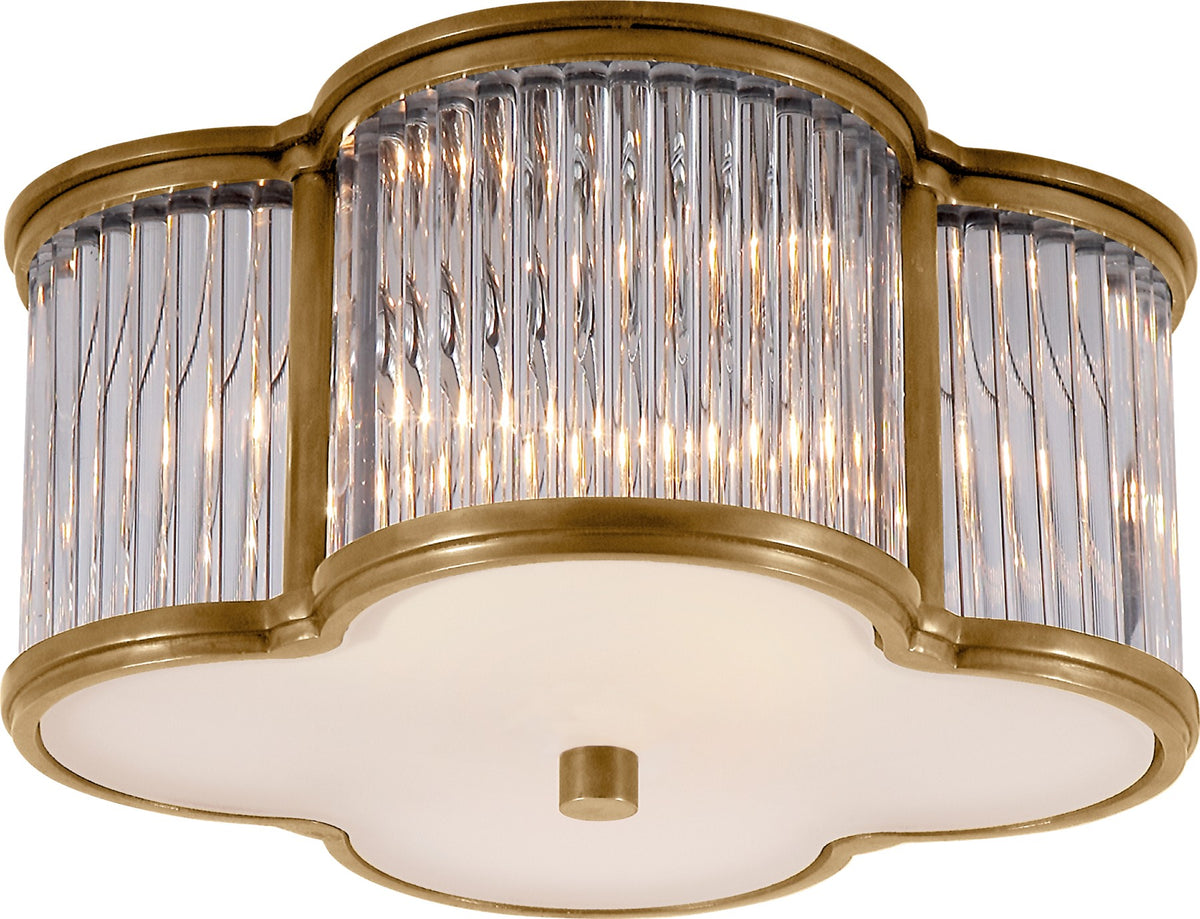 Basil Small Flush Mount by Alexa Hampton in Natural Brass with Clear Glass Rods