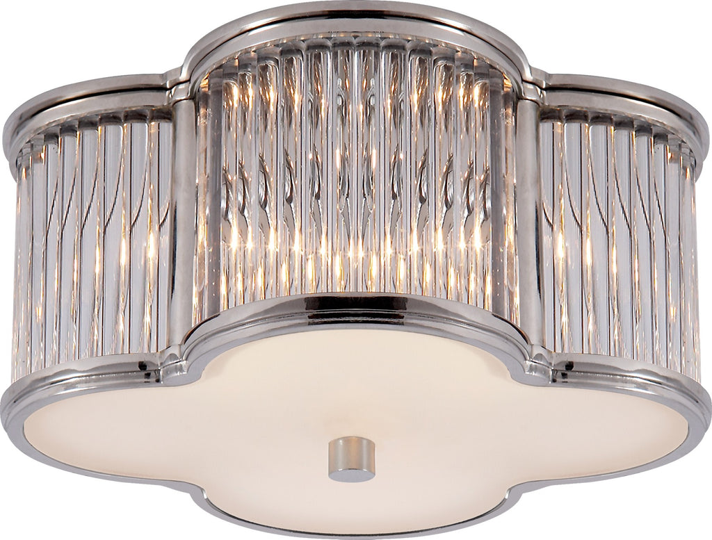 Basil Small Flush Mount by Alexa Hampton in Polished Nickel with Clear Glass Rods