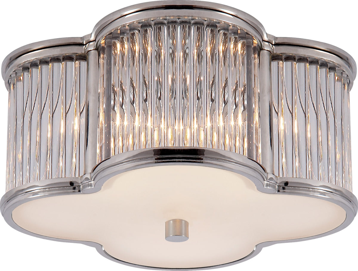 Basil Small Flush Mount by Alexa Hampton in Polished Nickel with Clear Glass Rods