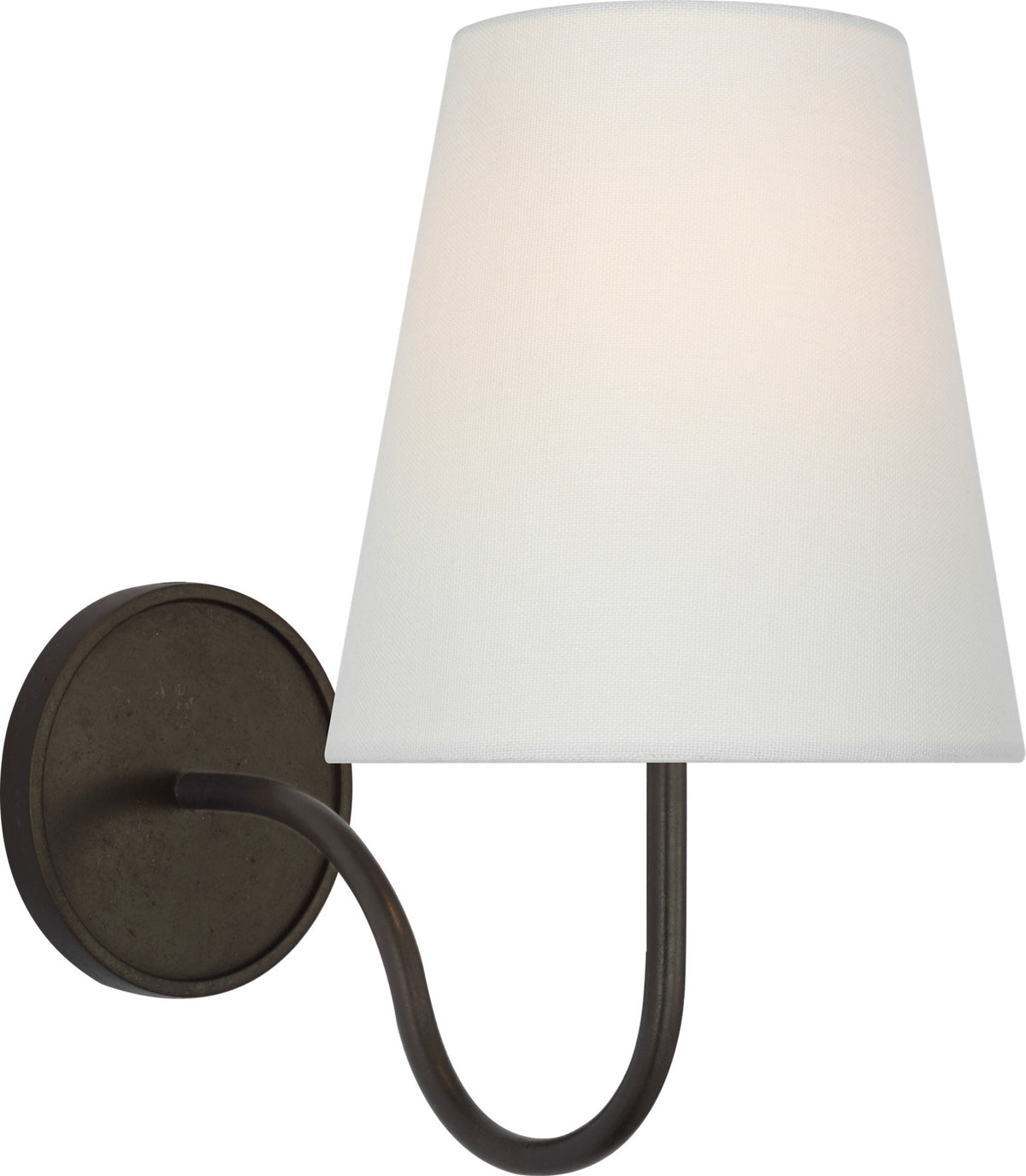 Lyndsie Small Sconce in Aged Iron with Linen shade