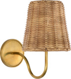 Lyndsie Small Sconce in Hand-Rubbed Antique Brass with Natural Wicker shade