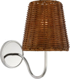 Lyndsie Small Sconce in Polished Nickel with Dark Wicker shade
