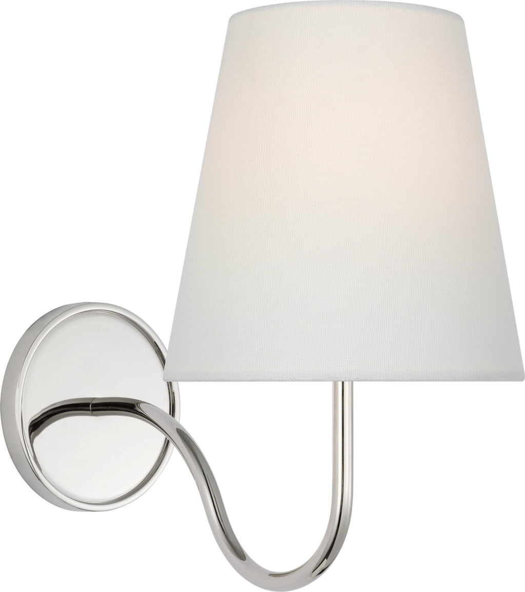 Lyndsie Small Sconce in Polished Nickel with Linen shade