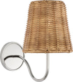 Lyndsie Small Sconce in Polished Nickel with Natural Wicker shade