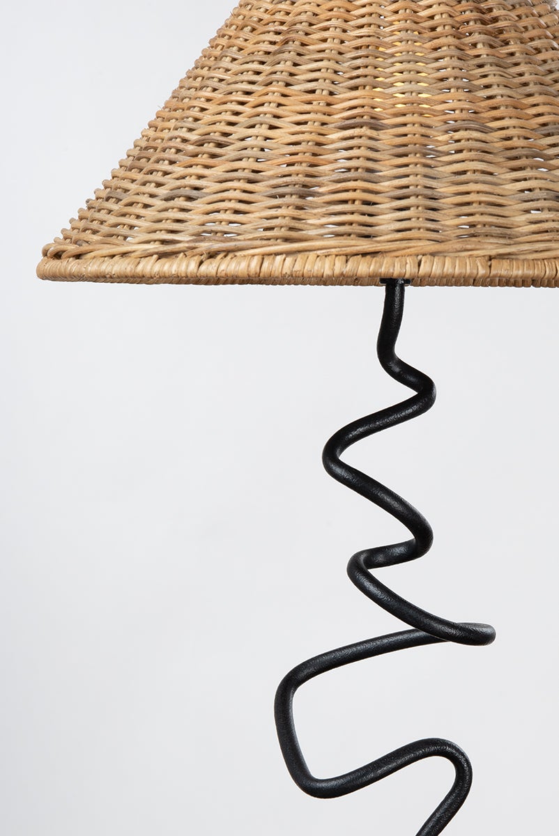 Alaric Rattan Shade Table Lamp detail view