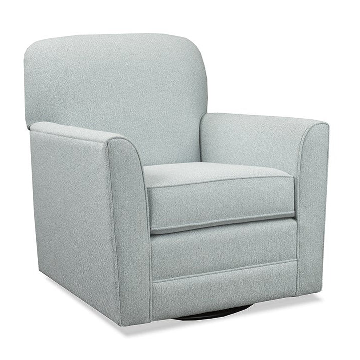 Gray upholstered armchair on a white background