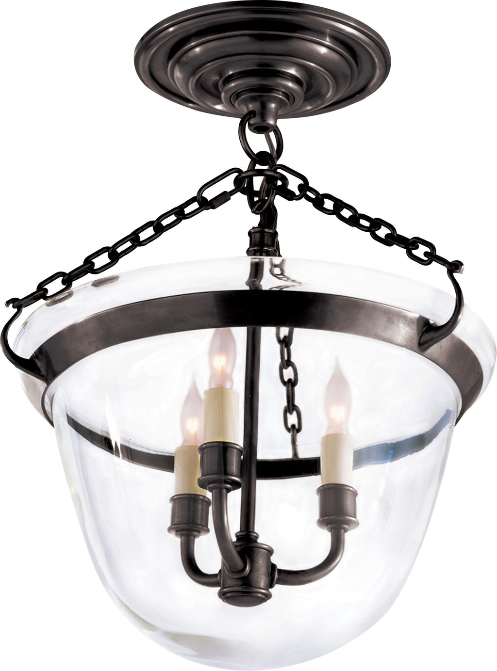 Country Semi-Flush Bell Jar Lantern