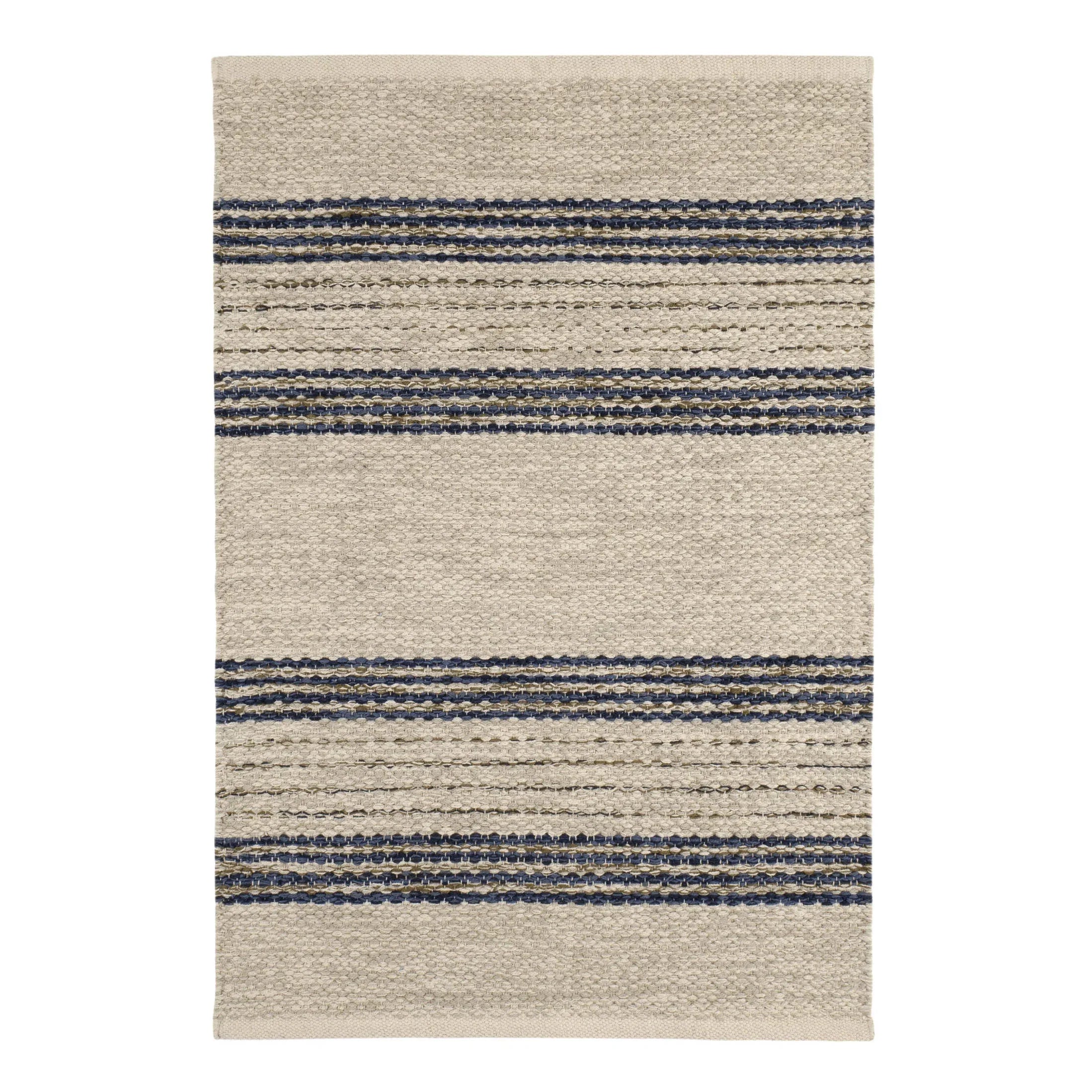CieloStripeNavyHandWovenCottonRug - McNabb Furniture
