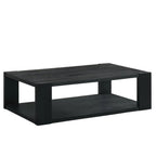 Black rectangular coffee table on a white background