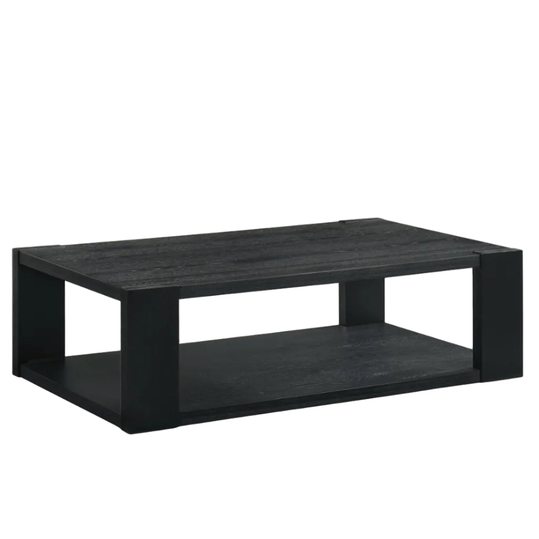 Black rectangular coffee table on a white background