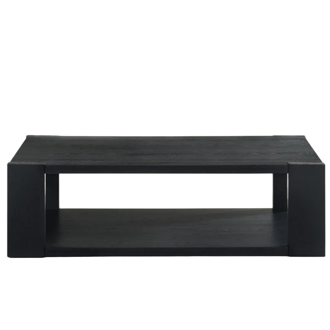 Black rectangular coffee table on a white background