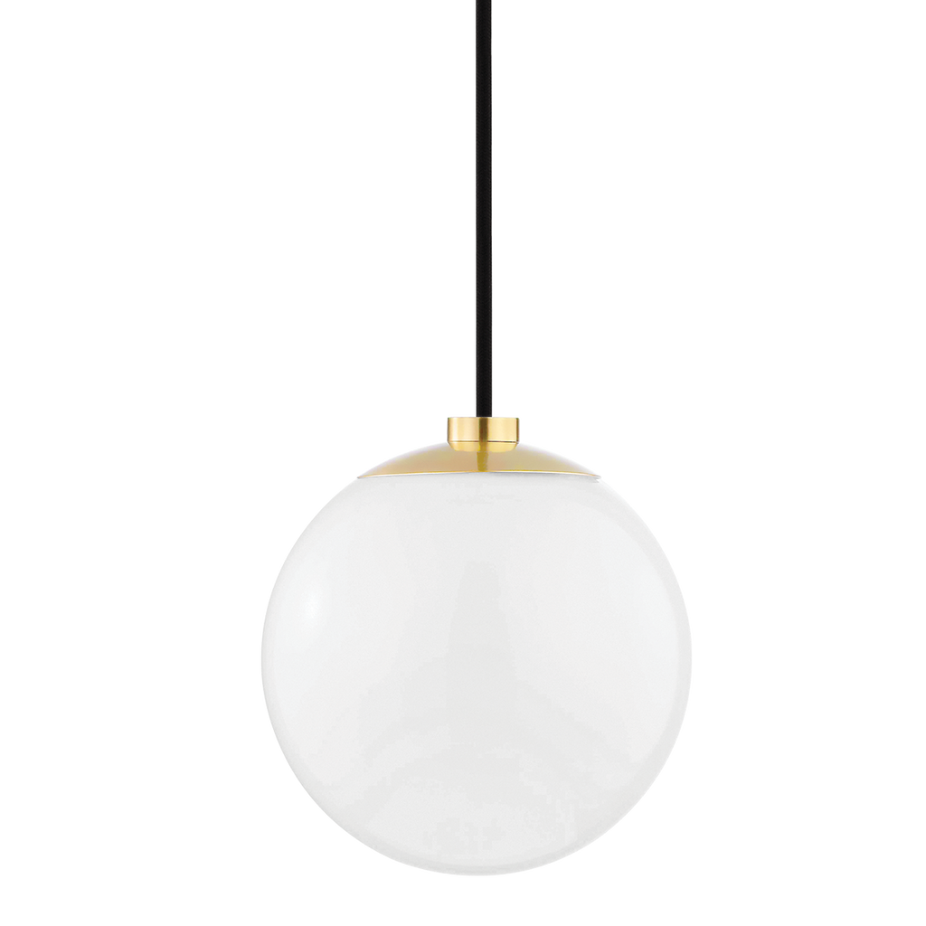 Stella frosted glass globe pendant light in Aged Brass