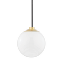 Stella frosted glass globe pendant light in Aged Brass