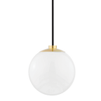 Stella frosted glass globe pendant light in Aged Brass
