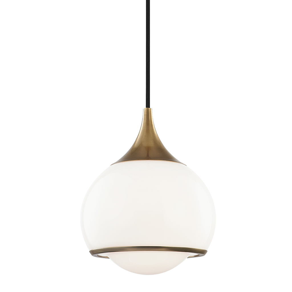 Reese Glass Globe Pendant Light in Aged Brass