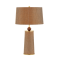January Walnut and Jute Table Lamp in Aged Brass