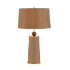 January Walnut and Jute Table Lamp in Aged Brass