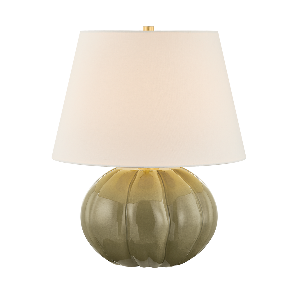 Beata Pumpkin Ceramic Table Lamp in Harbour Grey Crackle