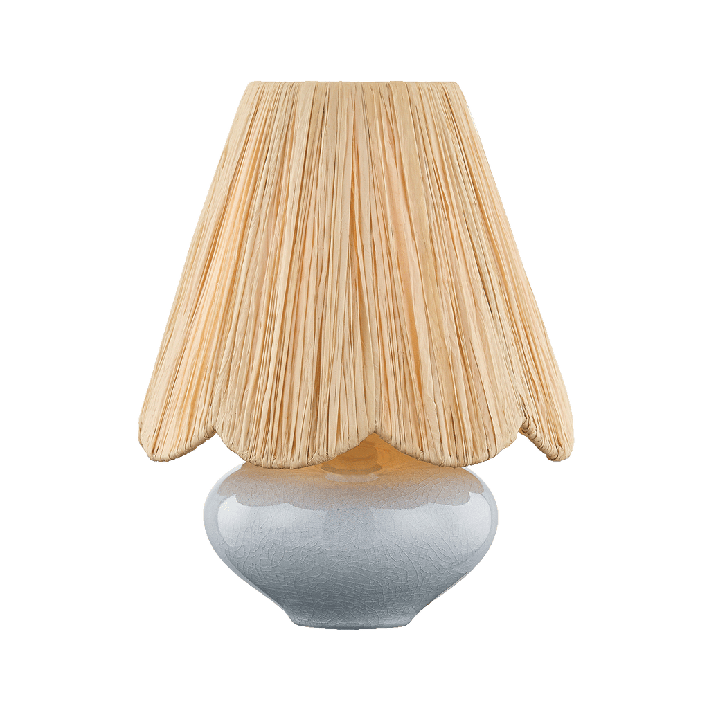 Cailyn raffia shade table lamp with Frost Crackle ceramic base