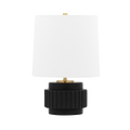 Kalani table lamp in Matte Black with white linen shade