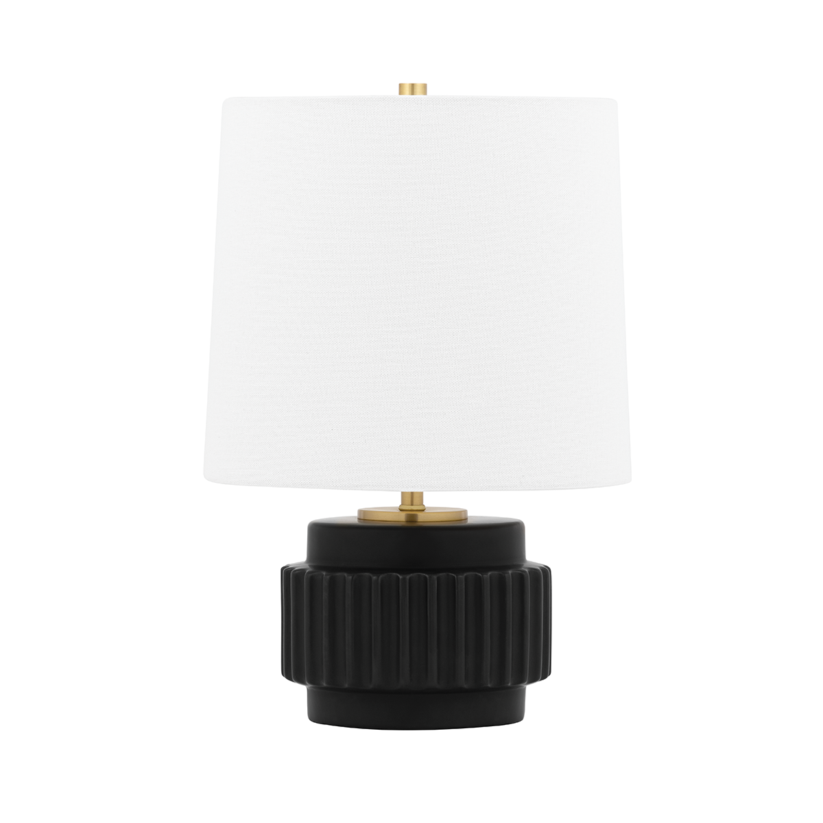Kalani table lamp in Matte Black with white linen shade