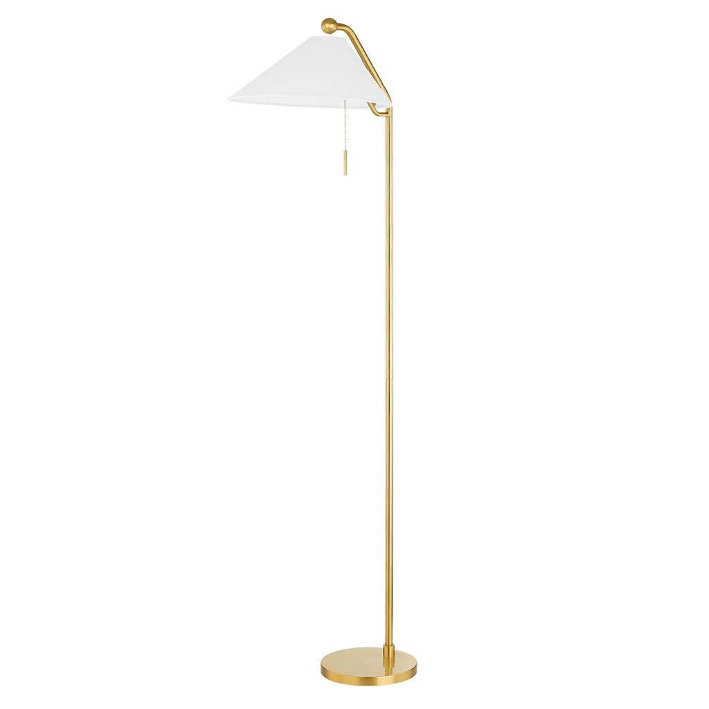 Aisa Mid-Century Floor Lamp in Aged Brass