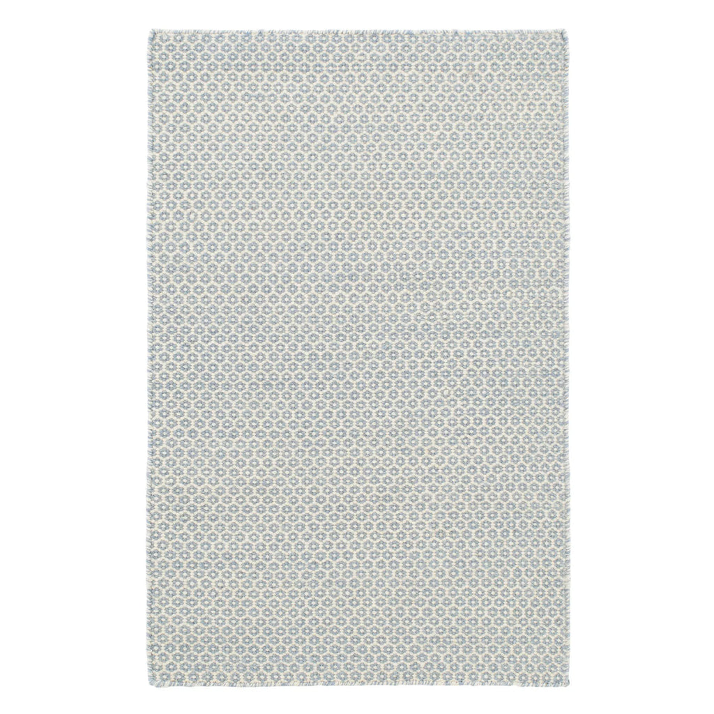 HoneycombFrenchBlueIvoryWoolWovenRug - McNabb Furniture