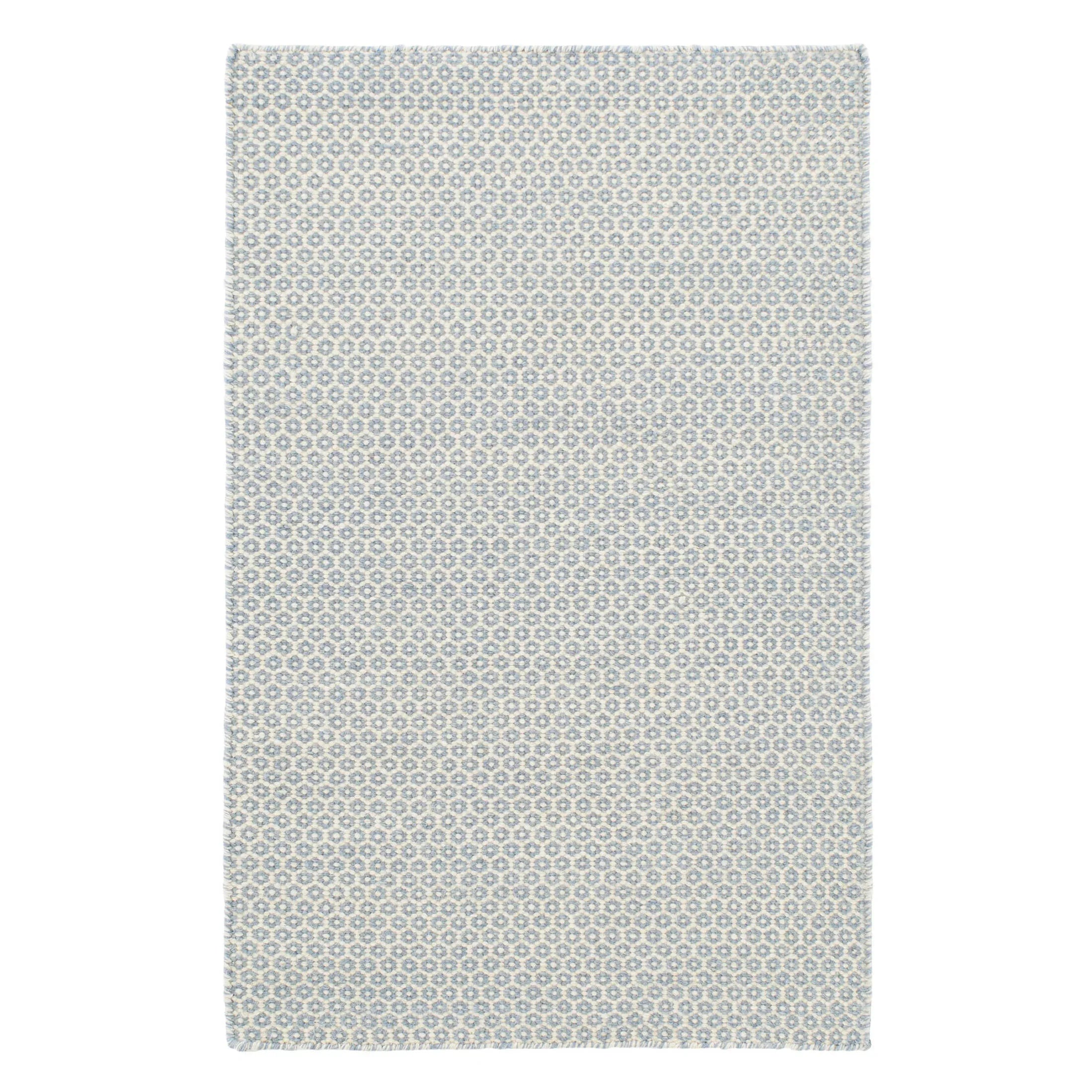 HoneycombFrenchBlueIvoryWoolWovenRug - McNabb Furniture