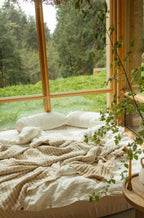 Linen Check Duvet Set, Ivory