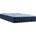A blue Stearns & Foster luxury firm tight top mattress with knit patterns on the exterior.