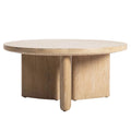 Wooden round table on a white background