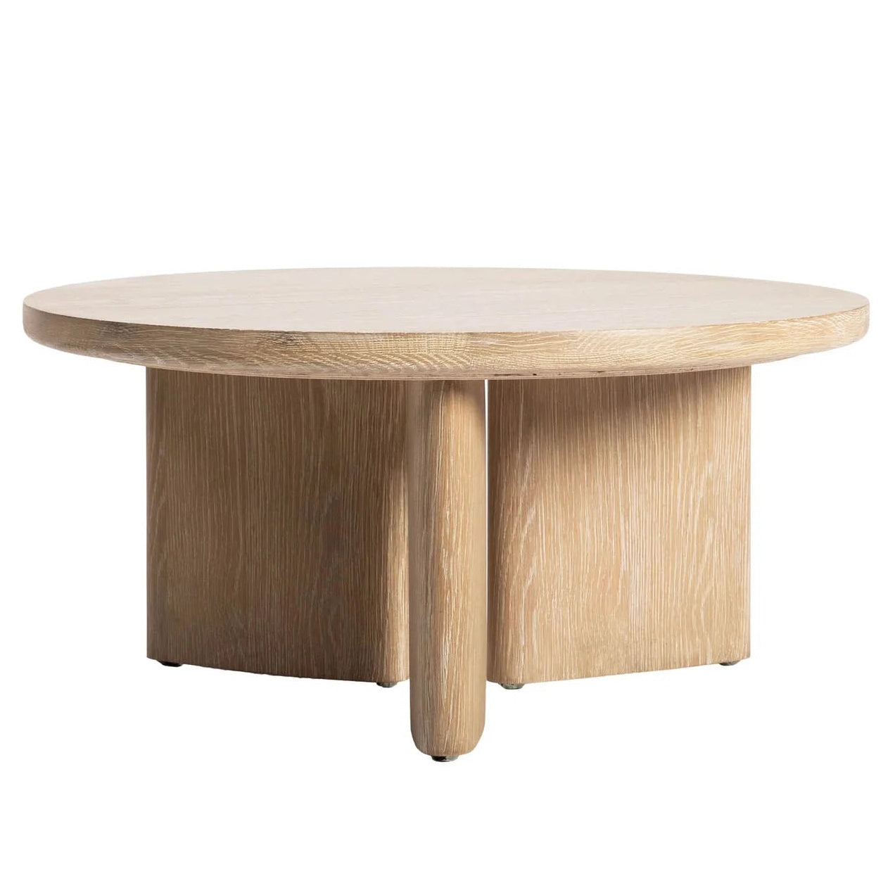 Wooden round table on a white background