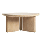 Wooden round table on a white background