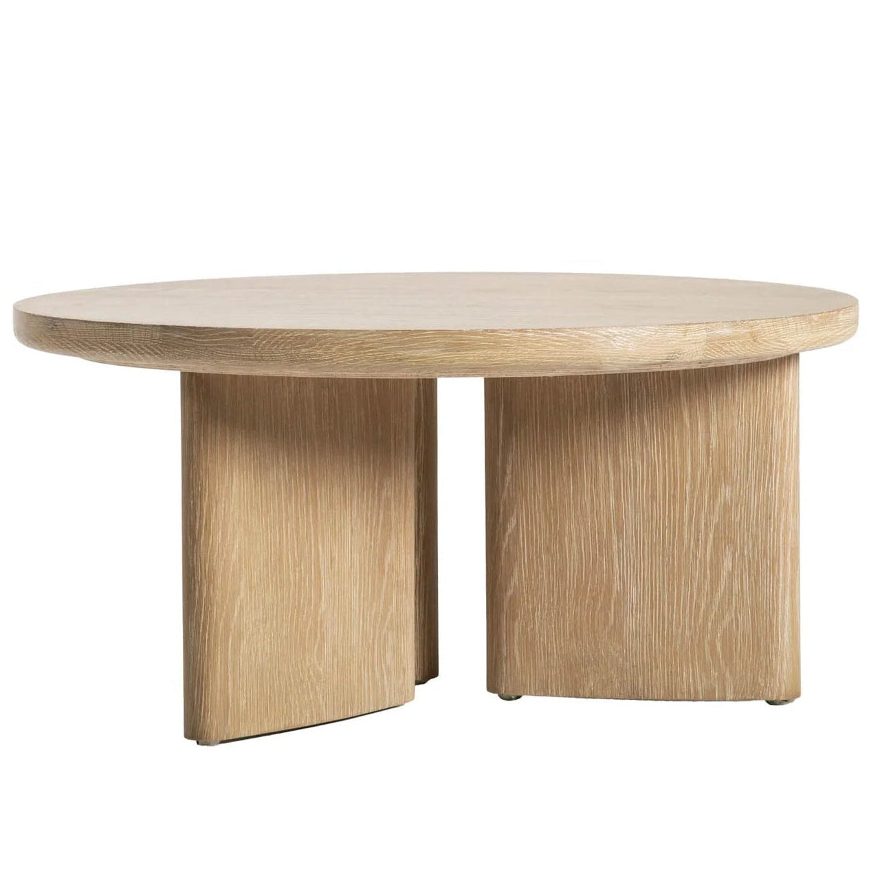 Wooden round table on a white background
