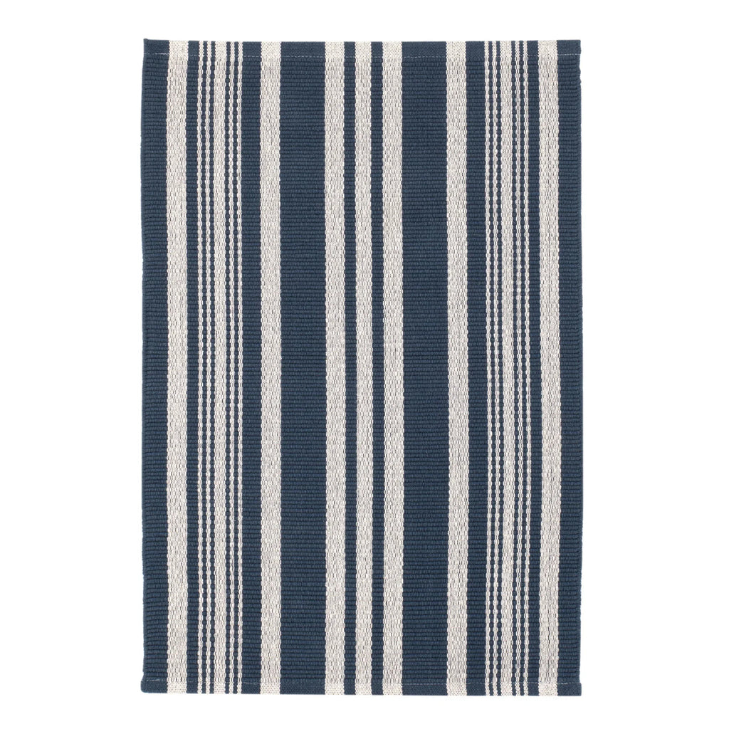IrvingStripeNavyHandwovenCottonRug - McNabb Furniture