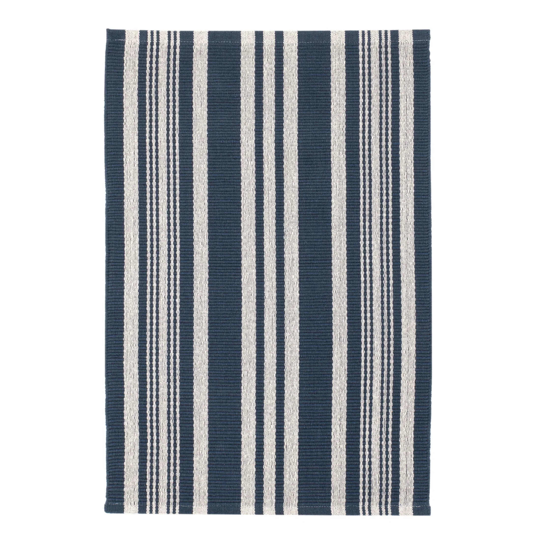 IrvingStripeNavyHandwovenCottonRug - McNabb Furniture