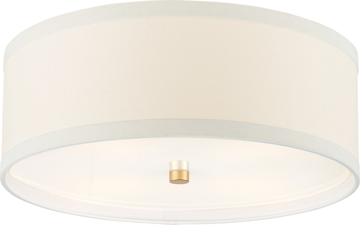 Walker Medium Flush Mount in Gild with Cream Linen