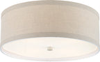 Walker Medium Flush Mount in Light Cream with Natural Linen