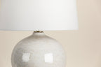 Karina Reactive Glaze Table Lamp styled in a room