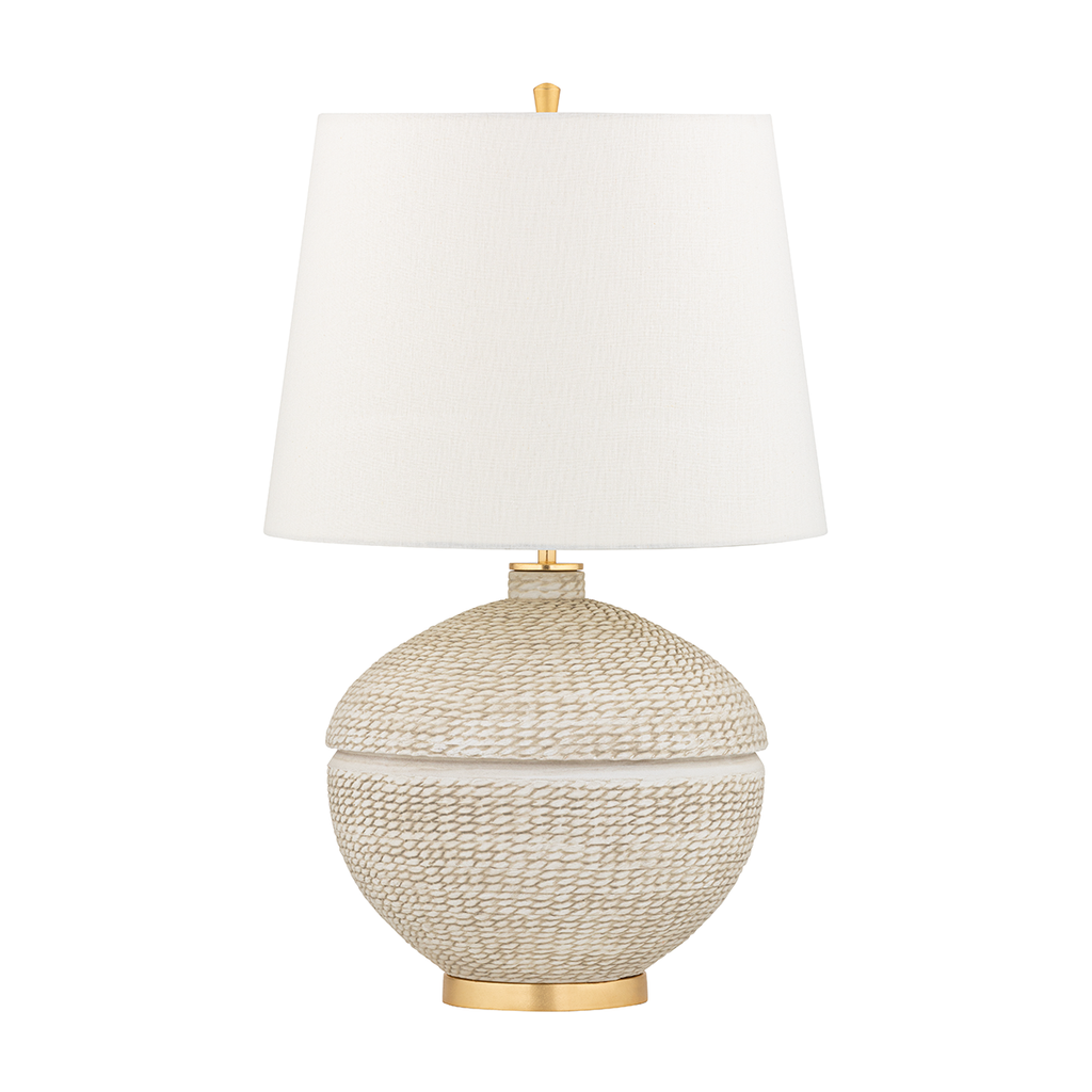 Katonah Woven Basket Ceramic Table Lamp in Gold Leaf