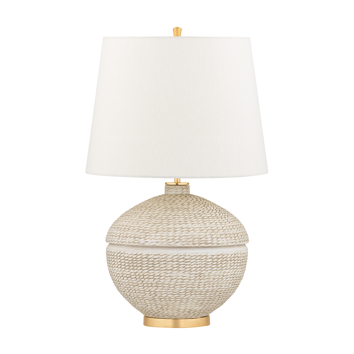 Katonah Woven Basket Ceramic Table Lamp in Gold Leaf