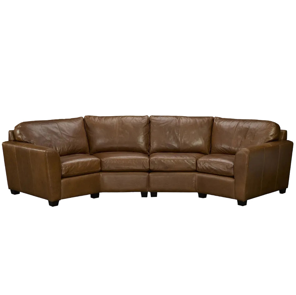 Brown leather sectional sofa on a white background